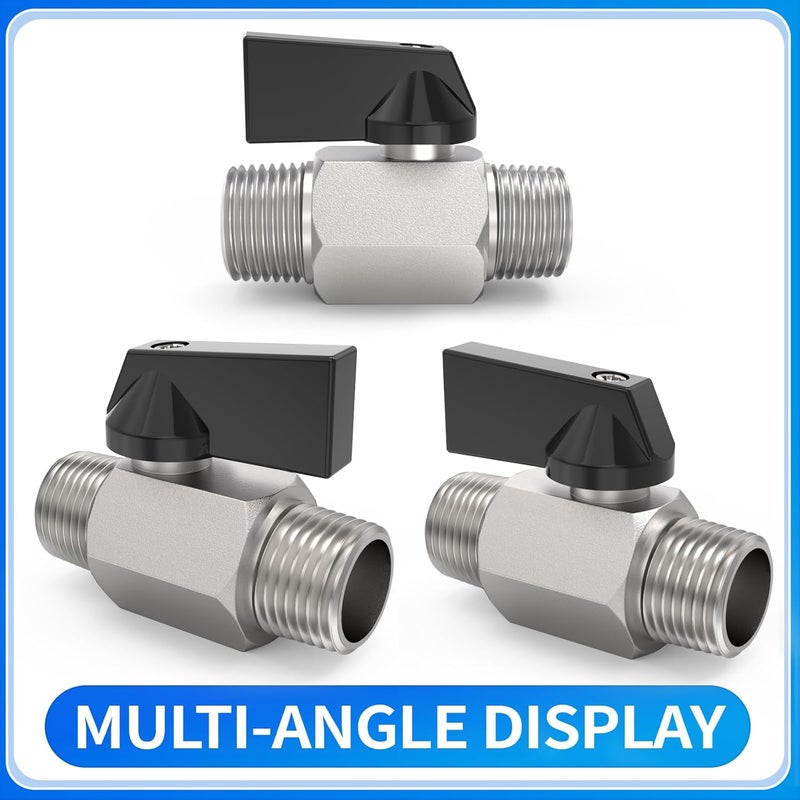 ChillWaves Brass Mini Ball Valve, Shut Off Switch Ball Valve 1/2" NPT Male x 1/2" NPT Male Thread Pipe Fitting(4-PACK) - Image 3
